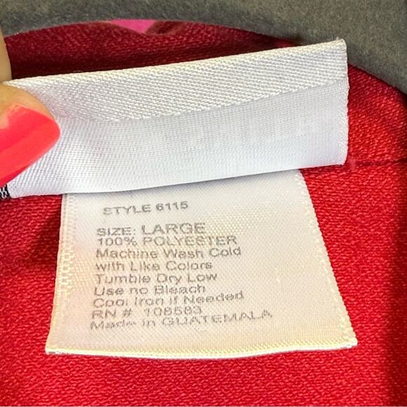 Jaclyn Smith Red Boxy Button Down Shirt Notched Collar. Size Large. Vintage - Picture 4 of 5